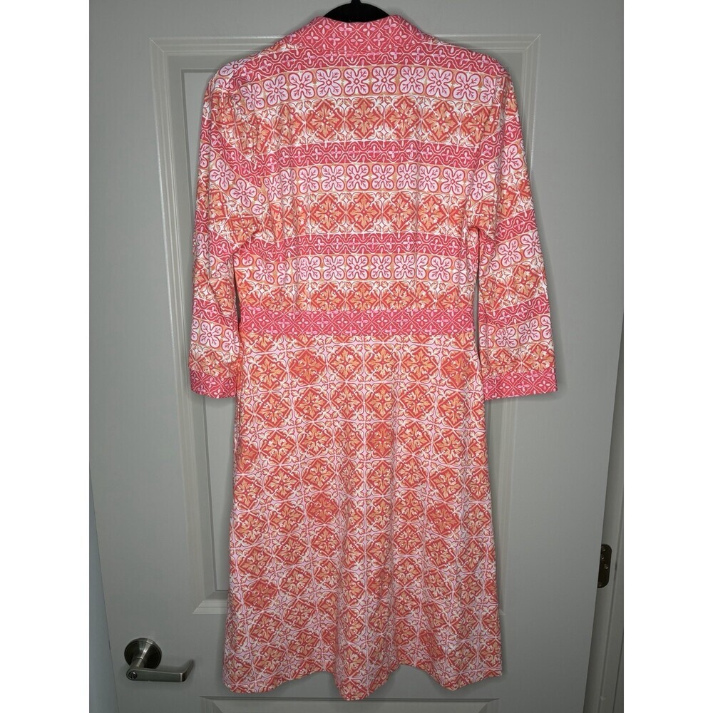 J McLaughlin NWT Kailyn Midi Dress Hot Pink/Orange Garden Mosaic Waves Small - Picture 5 of 7